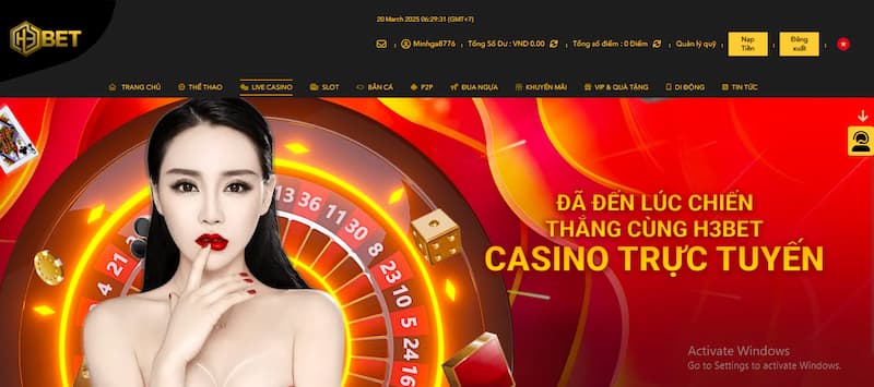 Sảnh live casino H3BET